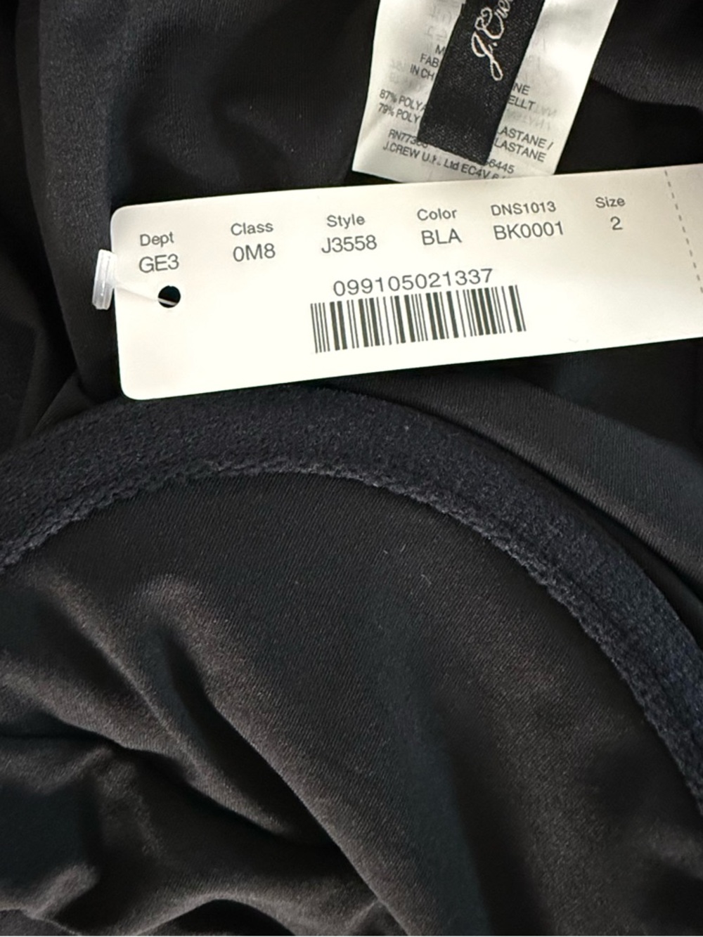 J. Crew Women's 1993 Underwire Black One-Piece Swimsuit NWT -Size 2 ✨ - Picture 4 of 5